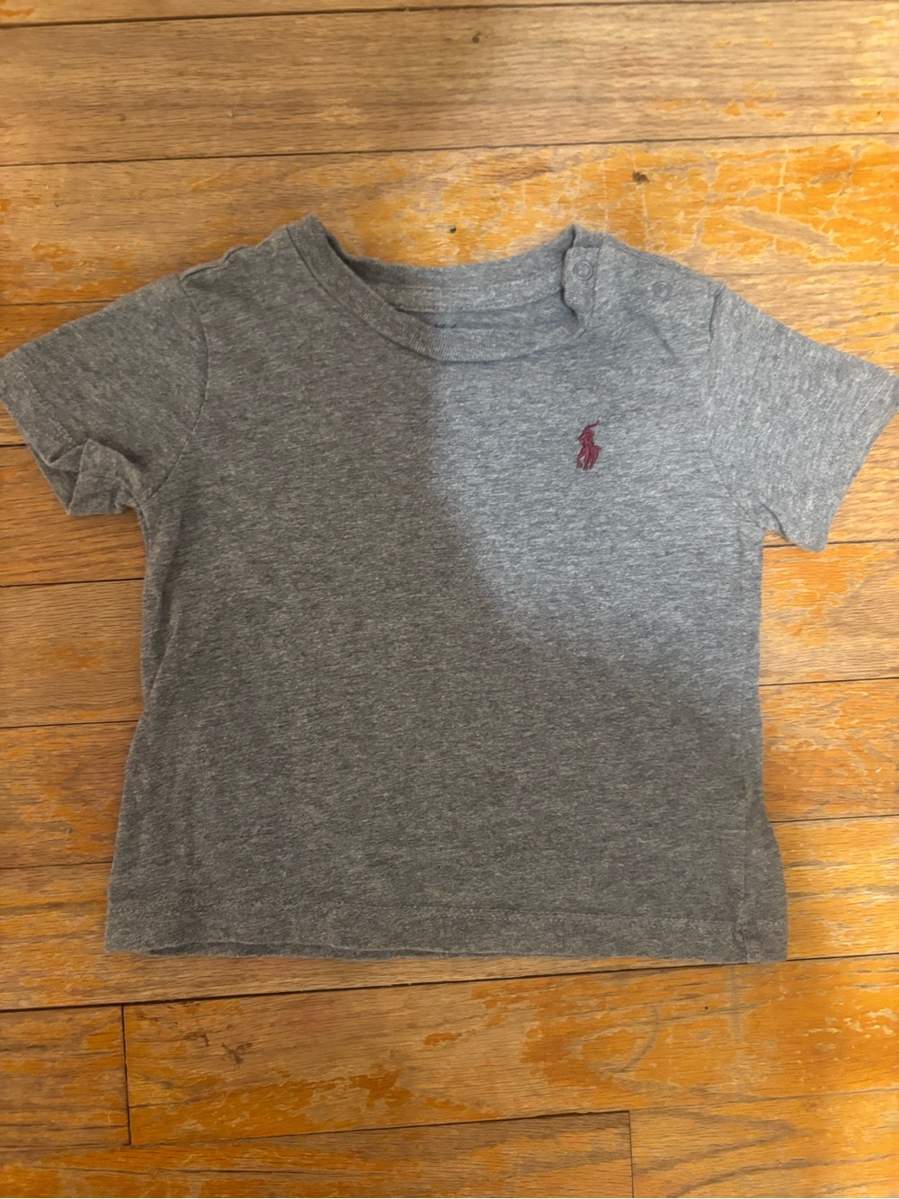 Ralph Lauren Heather Gray Toddler Polo Tee with Red Logo